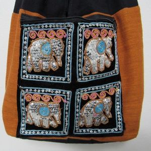 embroidered sequenced elephant accessory bag